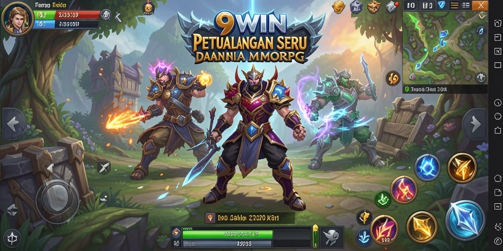 Tampilan gameplay epik dalam dunia MMORPG 9WIN yang luas.