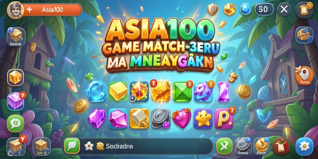 Screenshot ASIA100 menunjukkan gameplay Match-3 yang seru dan dinamis.