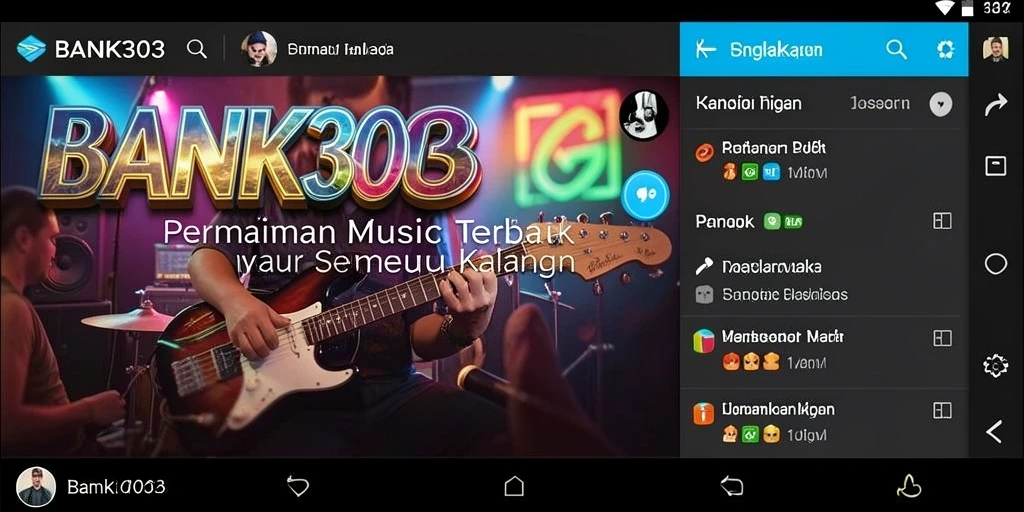 Screenshot utama BANK303 menampilkan aspek interaktif dari permainan musik.