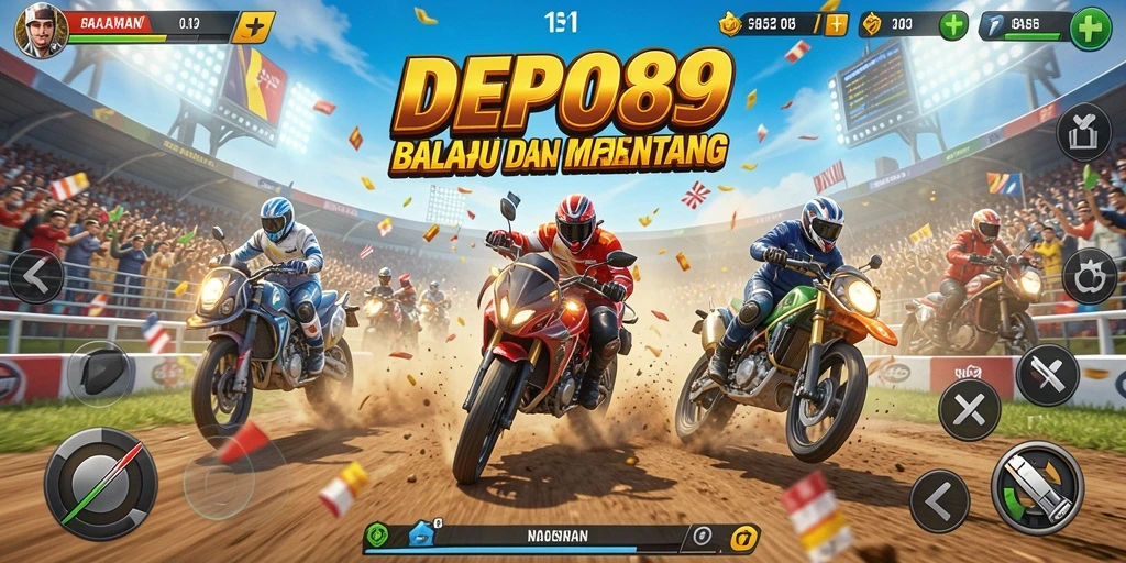 Gameplay mendebarkan DEPO89 dengan kecepatan tinggi dan aksi balapan.