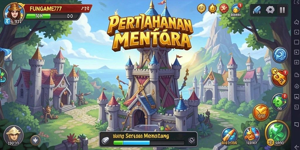 Tampilan menara pertahanan dalam FUNGAME777 yang penuh aksi.