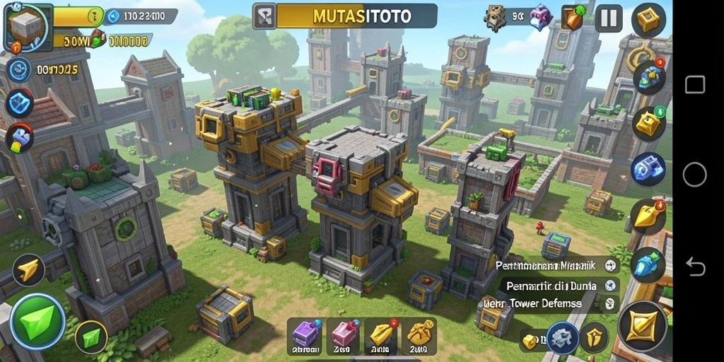 Screenshot utama MUTASITOTO menampilkan gameplay seru Tower Defense.