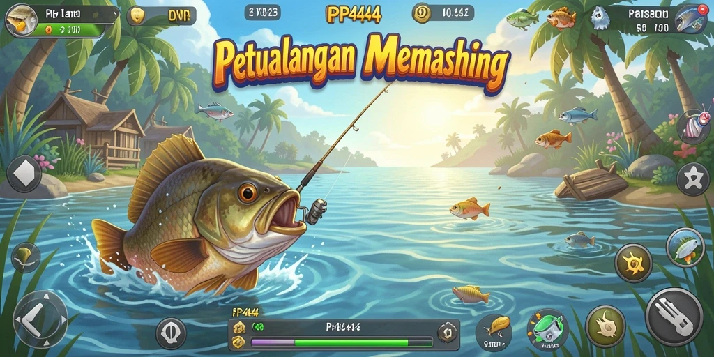 Tampilan gameplay PP444 yang menakjubkan dengan suasana memancing yang menenangkan.