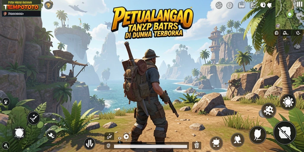 Tangkapan layar gameplay TEMPOTOTO yang menunjukkan eksplorasi dunia terbuka.